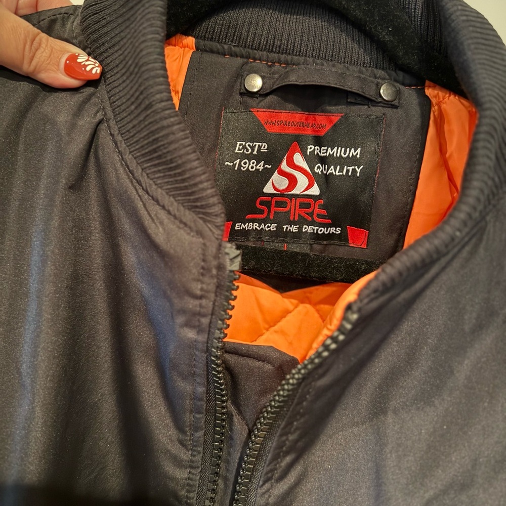 Aspire Men's Black Bomber Jacket in Black and Orange